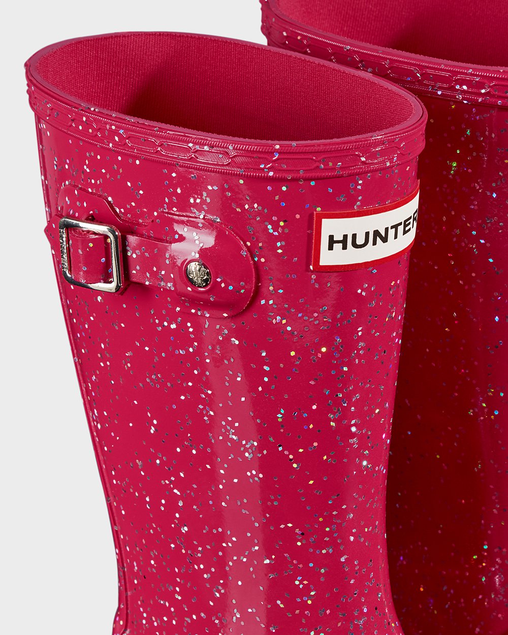 Kids Rain Boots - Hunter Original Big Giant Glitter (47DRYWKBC) - Pink